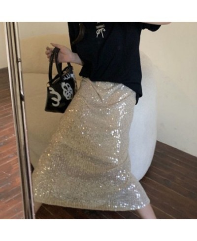 Autumn Winter Sequins Streetwear Harajuku Y2K Loose Casual Skirt Lady Elegant Fashion Trend All-match Skirts Women's Clothing...