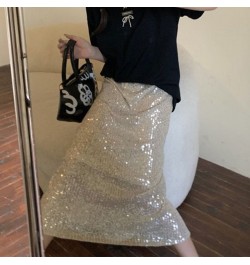 Autumn Winter Sequins Streetwear Harajuku Y2K Loose Casual Skirt Lady Elegant Fashion Trend All-match Skirts Women's Clothing...