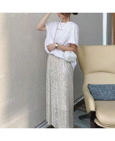 Autumn Winter Sequins Streetwear Harajuku Y2K Loose Casual Skirt Lady Elegant Fashion Trend All-match Skirts Women's Clothing...