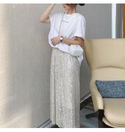 Autumn Winter Sequins Streetwear Harajuku Y2K Loose Casual Skirt Lady Elegant Fashion Trend All-match Skirts Women's Clothing...