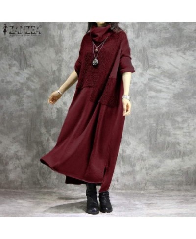 Autumn Turtleneck Sweatshirts Dress Women Long Sleeve Pacthwork h Fluffy Long Sundress Vestidos Female 7 $45.68 - Dresses