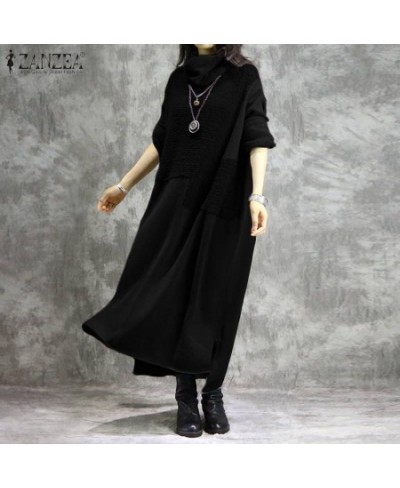 Autumn Turtleneck Sweatshirts Dress Women Long Sleeve Pacthwork h Fluffy Long Sundress Vestidos Female 7 $45.68 - Dresses