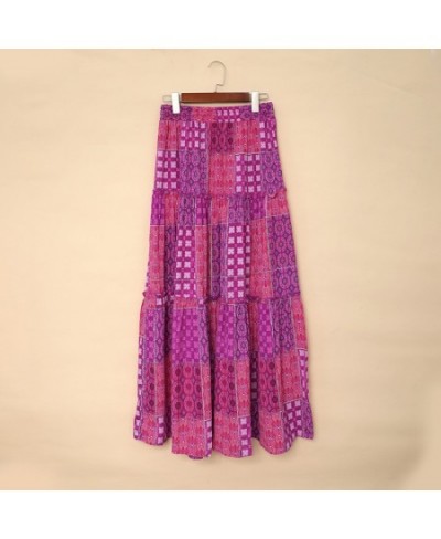 Vintage Ethnic Plaid Loose Summer Skirts for Women Casual Ruffles High Waist Skirt 2022 Elegant Beach Wear Long Skirts $51.99...