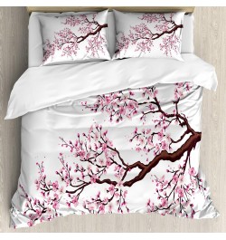 Japanese Duvet Cover Set Branch of A Flourishing Sakura Tree Flower Cherry Blossoms Spring Theme Art Japan Bedding Set Full $...