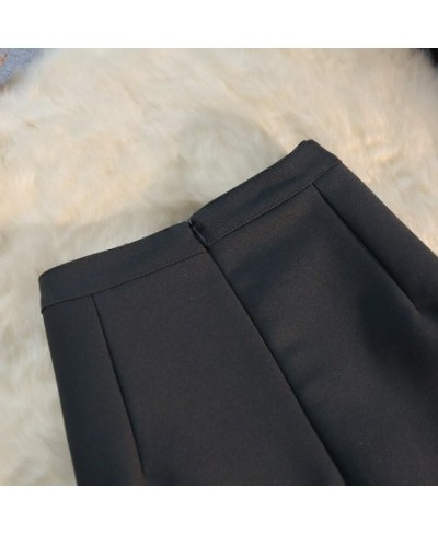 Elegant Retro A-line Skirt Womens Fall Winter High Waist Straight Split Office Skirt Female Solid Color All-match Woman Cloth...