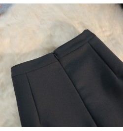 Elegant Retro A-line Skirt Womens Fall Winter High Waist Straight Split Office Skirt Female Solid Color All-match Woman Cloth...