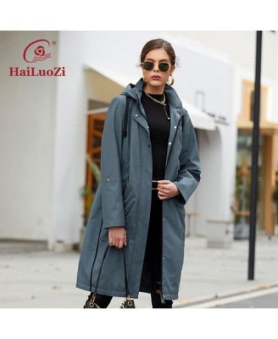 New Women's Spring Coat 2022 High Quality Mid-Length Women Jacket Fashion Casual Clothes Hooded Windproof Outwear 9722 $99.13...