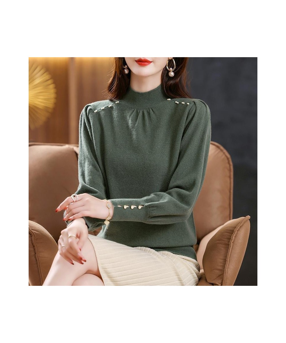 Autumn Winter Half High Collar Elegant Fashion Solid Bottomed Sweater Female Casual All-match Knitting Jumper Top Women $37.3...