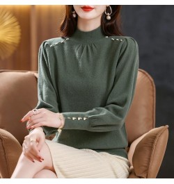 Autumn Winter Half High Collar Elegant Fashion Solid Bottomed Sweater Female Casual All-match Knitting Jumper Top Women $37.3...