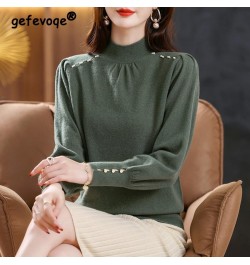 Autumn Winter Half High Collar Elegant Fashion Solid Bottomed Sweater Female Casual All-match Knitting Jumper Top Women $37.3...