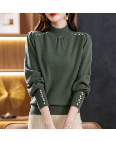 Autumn Winter Half High Collar Elegant Fashion Solid Bottomed Sweater Female Casual All-match Knitting Jumper Top Women $37.3...