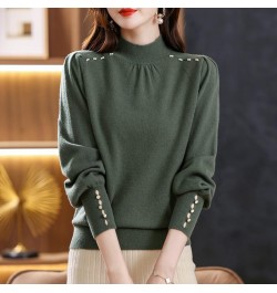 Autumn Winter Half High Collar Elegant Fashion Solid Bottomed Sweater Female Casual All-match Knitting Jumper Top Women $37.3...