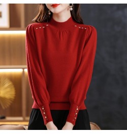 Autumn Winter Half High Collar Elegant Fashion Solid Bottomed Sweater Female Casual All-match Knitting Jumper Top Women $37.3...