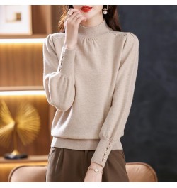 Autumn Winter Half High Collar Elegant Fashion Solid Bottomed Sweater Female Casual All-match Knitting Jumper Top Women $37.3...