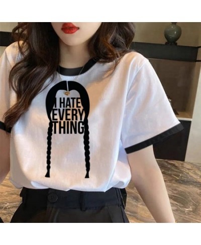 i Hate Everything Wednesday Addams tshirt women manga streetwear t shirt girl manga clothing $22.20 - Tops & Tees