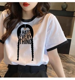 i Hate Everything Wednesday Addams tshirt women manga streetwear t shirt girl manga clothing $22.20 - Tops & Tees