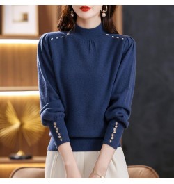 Autumn Winter Half High Collar Elegant Fashion Solid Bottomed Sweater Female Casual All-match Knitting Jumper Top Women $37.3...