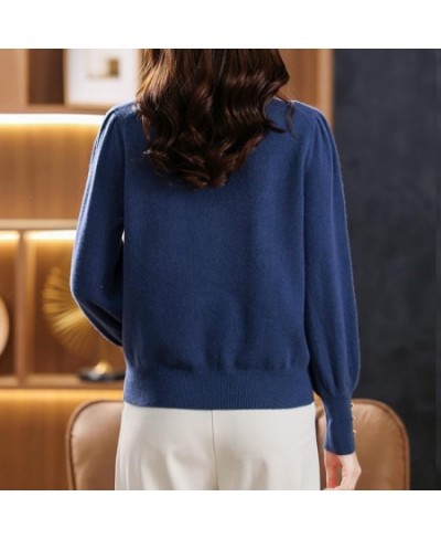 Autumn Winter Half High Collar Elegant Fashion Solid Bottomed Sweater Female Casual All-match Knitting Jumper Top Women $37.3...