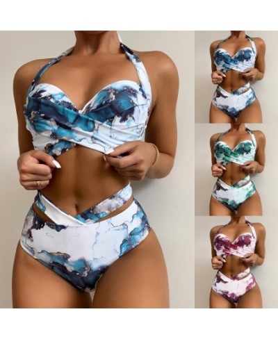 Sexy Bikinis Swimwear Women Swimsuit 2023 Summer Two Piece Sets Push Up Female Halter Ruched Wrap Front High Waist Bathing Su...