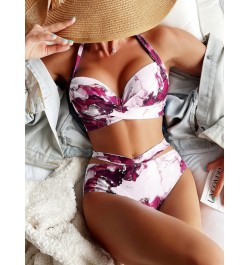 Sexy Bikinis Swimwear Women Swimsuit 2023 Summer Two Piece Sets Push Up Female Halter Ruched Wrap Front High Waist Bathing Su...