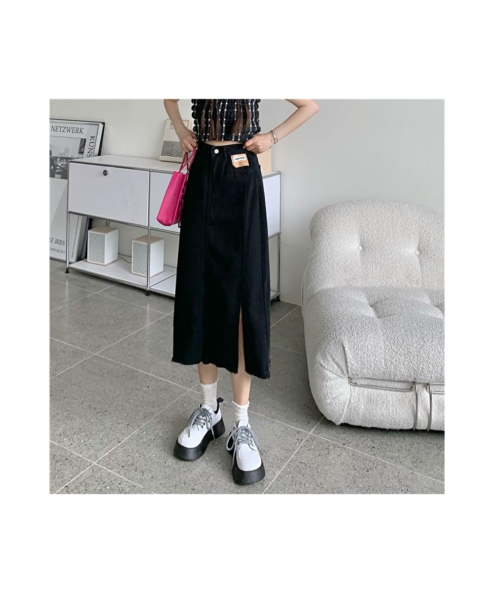 Women Midi Skirts Denim Letter Slender Slide-slit Retro Classic Korean Style Teenagers Hipster All-match Summer Hot $33.65 - ...