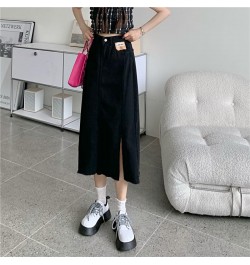 Women Midi Skirts Denim Letter Slender Slide-slit Retro Classic Korean Style Teenagers Hipster All-match Summer Hot $33.65 - ...