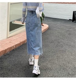 Women Midi Skirts Denim Letter Slender Slide-slit Retro Classic Korean Style Teenagers Hipster All-match Summer Hot $33.65 - ...