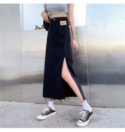 Women Midi Skirts Denim Letter Slender Slide-slit Retro Classic Korean Style Teenagers Hipster All-match Summer Hot $33.65 - ...