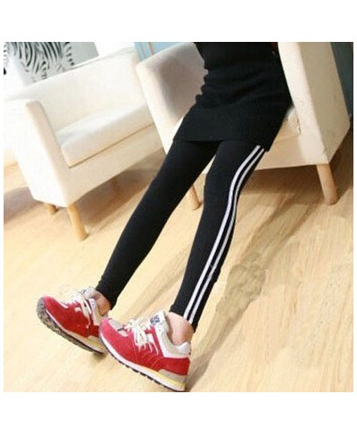 Womens New Casual Leggings Side White Stripe Elastic Cotton Leggings Pants Women Clothing Fashion Legging for Women $24.24 - ...