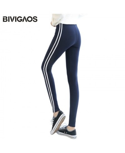 Womens New Casual Leggings Side White Stripe Elastic Cotton Leggings Pants Women Clothing Fashion Legging for Women $24.24 - ...