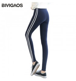 Womens New Casual Leggings Side White Stripe Elastic Cotton Leggings Pants Women Clothing Fashion Legging for Women $24.24 - ...