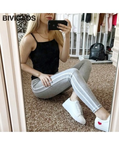 Womens New Casual Leggings Side White Stripe Elastic Cotton Leggings Pants Women Clothing Fashion Legging for Women $24.24 - ...