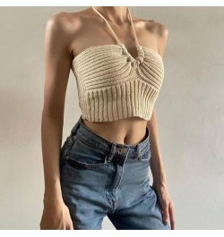 Sweet Hot Girl Knitted Camisole Halter Strap Slim Fit Crop Top Women Shirt Cute $43.91 - Tops & Tees