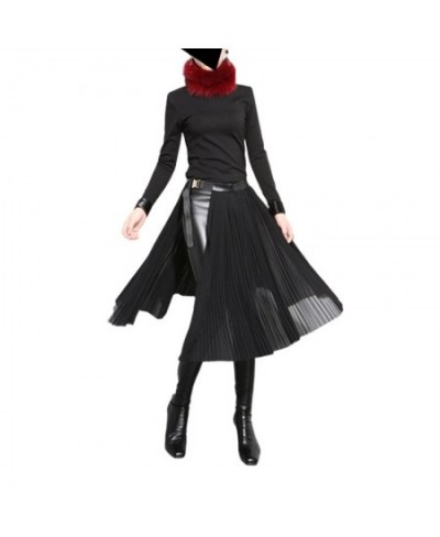 Adjustable Metal Button Split-Side Pleated Skirt Summer Fashion High Street Black Midi Skirts For Women 2023 New $50.91 - Skirts