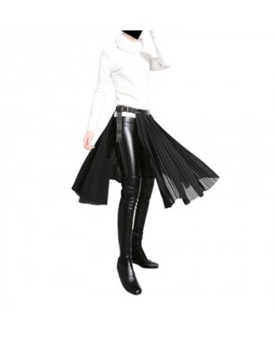 Adjustable Metal Button Split-Side Pleated Skirt Summer Fashion High Street Black Midi Skirts For Women 2023 New $50.91 - Skirts