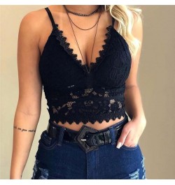 Solid Corset Lace Camis Tops For Women Soft Padded V-Neck Tops Hollow Lace Mesh Camisoles Adjustable Shoulder Strap Female $2...
