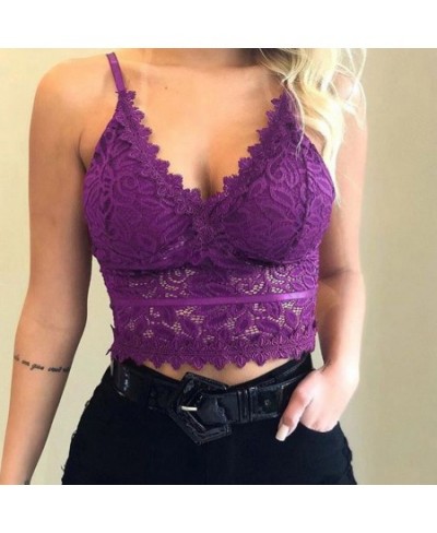 Solid Corset Lace Camis Tops For Women Soft Padded V-Neck Tops Hollow Lace Mesh Camisoles Adjustable Shoulder Strap Female $2...