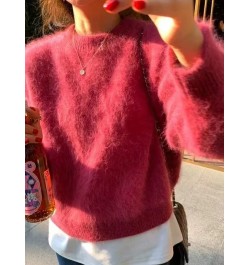 Real 100% Mink Cashmere Sweater Fluffy Loose Round Collar Jumper Female Warm Autumn Winter W023 $74.16 - Sweaters