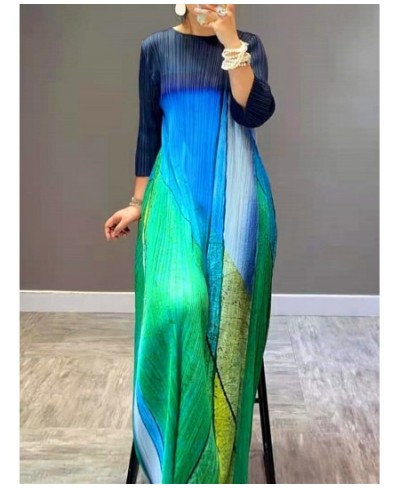 Elegant Dress For Women Printing Color Block Round Neck Long Dresses Female Clothing 2023 Spring Summer 2D1063A $76.95 - Dresses