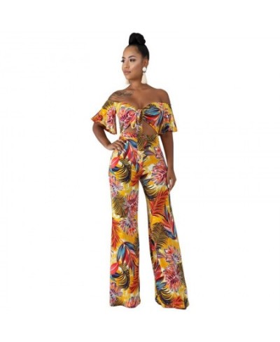 Women Casual Wide Leg Pant Boho Summer Playsuit Romper 2023 Sexy Off Shoulder Backless Bandage Crop Top Floral Print Jumpsuit...