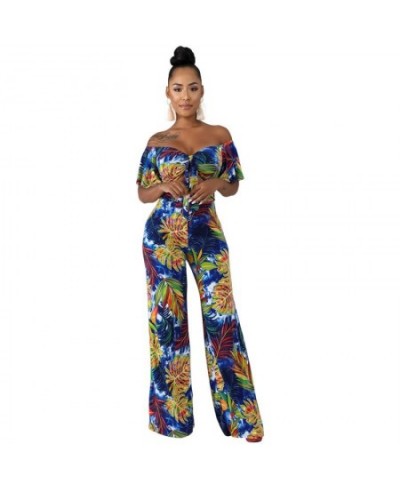 Women Casual Wide Leg Pant Boho Summer Playsuit Romper 2023 Sexy Off Shoulder Backless Bandage Crop Top Floral Print Jumpsuit...