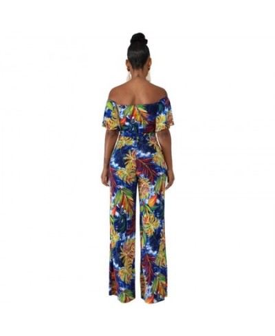 Women Casual Wide Leg Pant Boho Summer Playsuit Romper 2023 Sexy Off Shoulder Backless Bandage Crop Top Floral Print Jumpsuit...