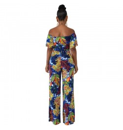 Women Casual Wide Leg Pant Boho Summer Playsuit Romper 2023 Sexy Off Shoulder Backless Bandage Crop Top Floral Print Jumpsuit...