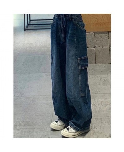 Y2K Women Vintage Streetwear Korean Baggy Cargo Jeans High Waist Straight Wide Leg Pants Denim Trousers Fairy Grunge Alt $58....