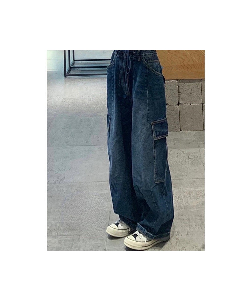 Y2K Women Vintage Streetwear Korean Baggy Cargo Jeans High Waist Straight Wide Leg Pants Denim Trousers Fairy Grunge Alt $58....