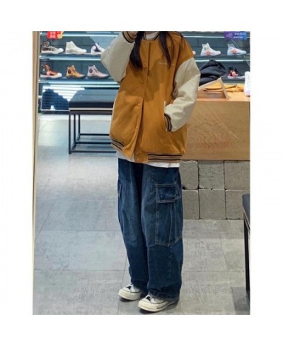 Y2K Women Vintage Streetwear Korean Baggy Cargo Jeans High Waist Straight Wide Leg Pants Denim Trousers Fairy Grunge Alt $58....