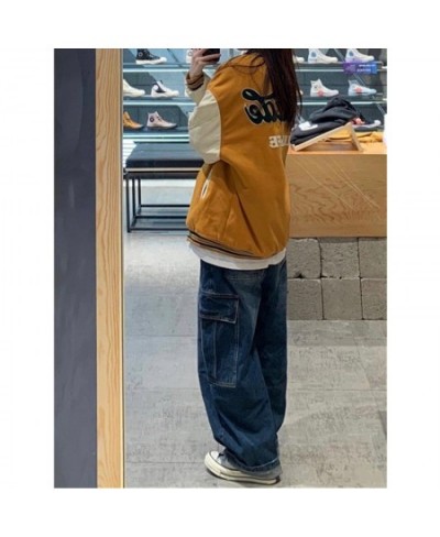 Y2K Women Vintage Streetwear Korean Baggy Cargo Jeans High Waist Straight Wide Leg Pants Denim Trousers Fairy Grunge Alt $58....