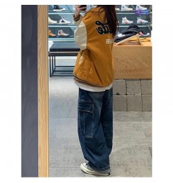 Y2K Women Vintage Streetwear Korean Baggy Cargo Jeans High Waist Straight Wide Leg Pants Denim Trousers Fairy Grunge Alt $58....