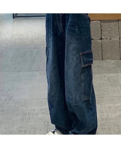 Y2K Women Vintage Streetwear Korean Baggy Cargo Jeans High Waist Straight Wide Leg Pants Denim Trousers Fairy Grunge Alt $58....