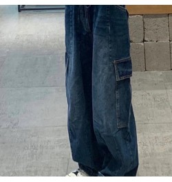 Y2K Women Vintage Streetwear Korean Baggy Cargo Jeans High Waist Straight Wide Leg Pants Denim Trousers Fairy Grunge Alt $58....